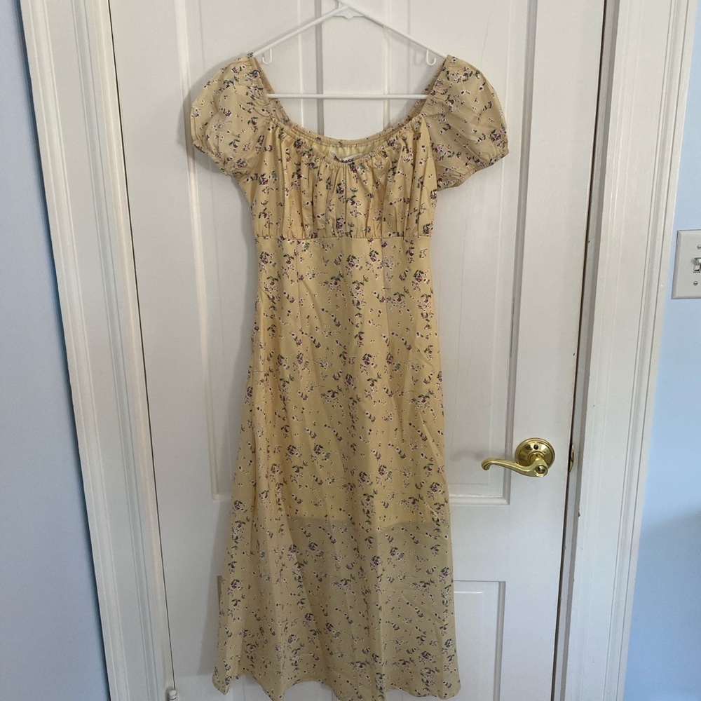 Yellow Floral Midi Dress